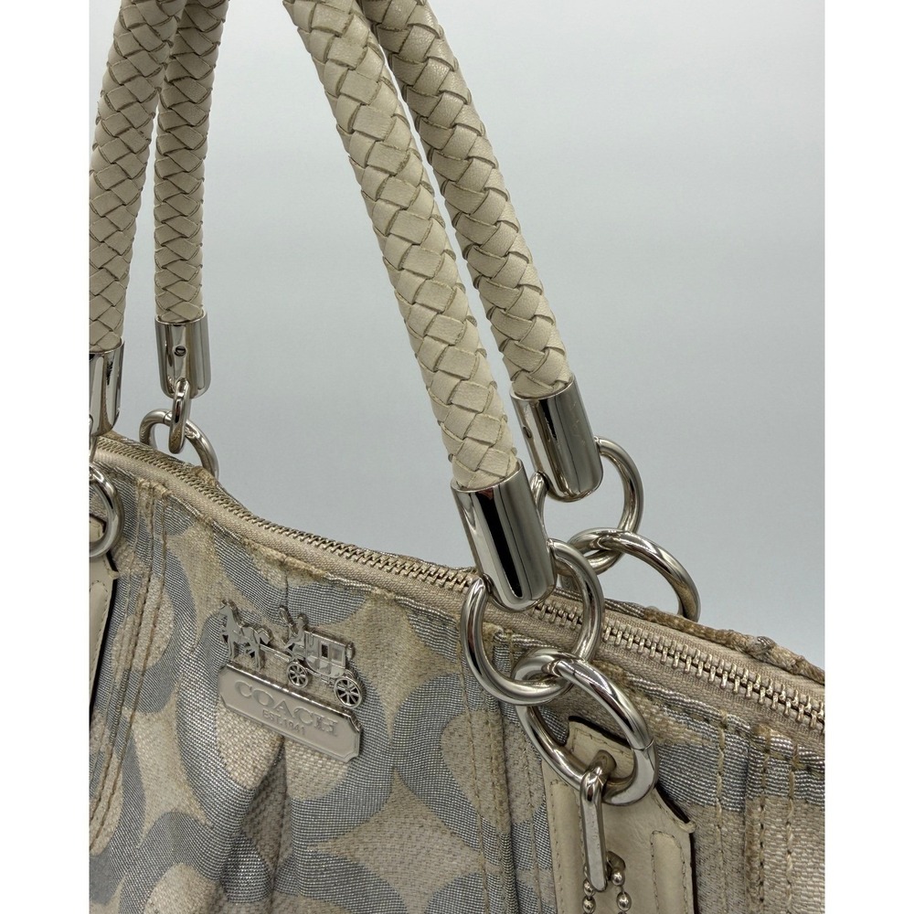 Coach Shoulder Bag Womens Large Silver Good Limited Edition Floral Jacquard - Picture 4 of 16